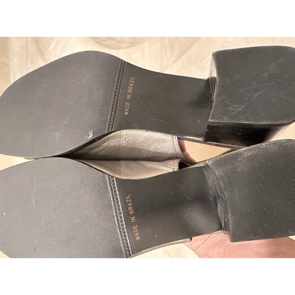 Rockport Leather Slingback Block Heel Sandals Metallic Pewter 8.5M NWOT - Picture 4 of 5